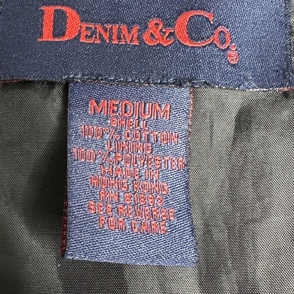 Vintage Denim & Co Denim Long Sleeve Button Up Jacket Size M Black Embroidered - Picture 9 of 15